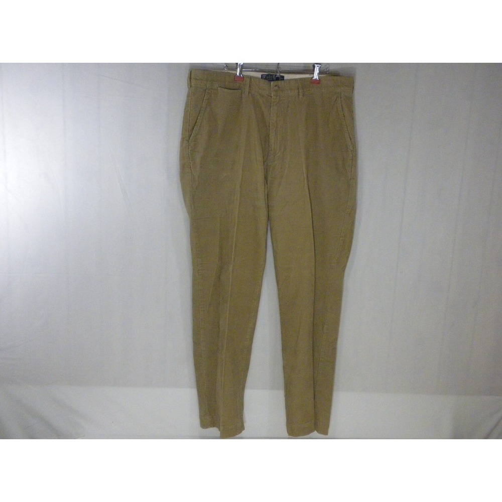 Polo Ralph Lauren Pants Mens 38x32 Brown‎ Corduroy Chino Flat Front Vintage